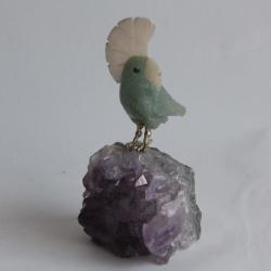 Sculpture Cacatoès minéraux améthyste Brésil