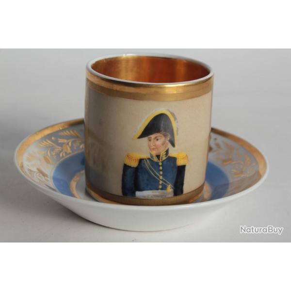 Tasse porcelaine litron Empire Portrait Mar�chal Davoust