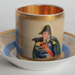 Tasse porcelaine litron Empire Portrait Maréchal Suchet