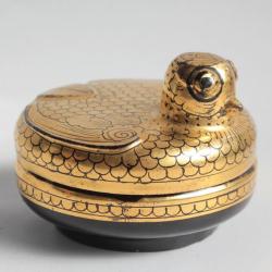 Boîte laque noir dorée Oiseau Birmanie