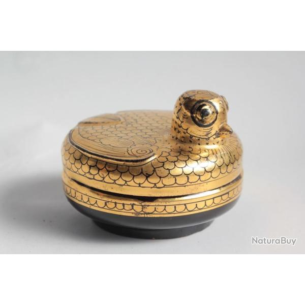 Bo�te laque noir dor�e Oiseau Birmanie