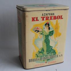 Grande Boîte tôle lithographiée biscuits AZAFRAN El trebol Espagne