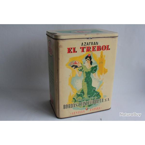 Grande Bo�te t�le lithographi�e biscuits AZAFRAN El trebol Espagne