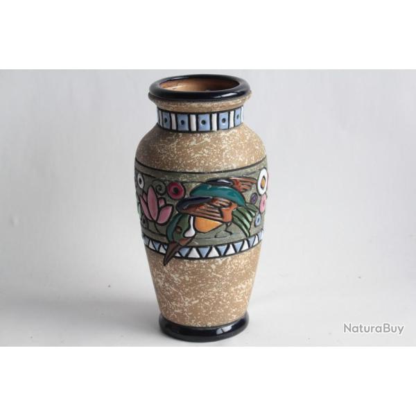 Vase c�ramique Amphora Oiseau Art D�co Autriche