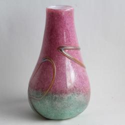 Vase verre soufflé d'art SABA Frères Biot 1991