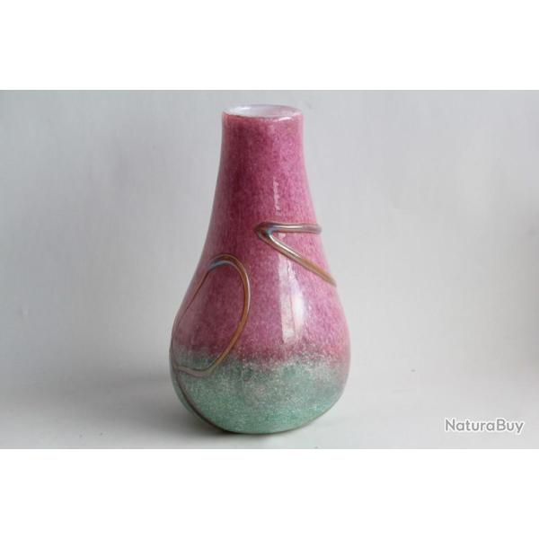 Vase verre souffl� d'art SABA Fr�res Biot 1991