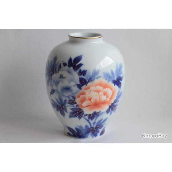 Vase porcelaine Fleur Pivoine Fukagawa Japon