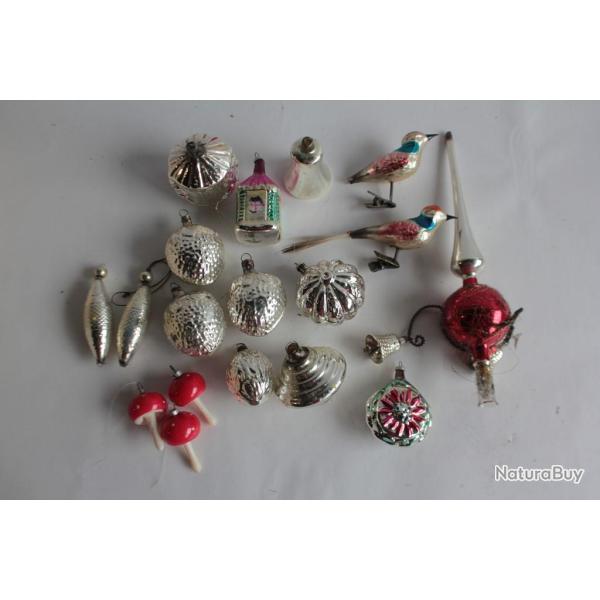 Lot 18 D�corations No�l verre boules Christmas Ornament Santa