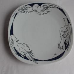 Assiette porcelaine Colombe Langenthal Suisse Hans Erni