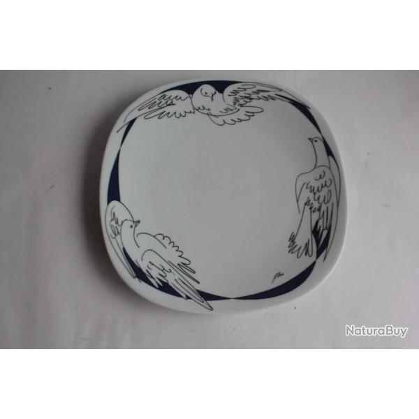 Assiette porcelaine Colombe Langenthal Suisse Hans Erni