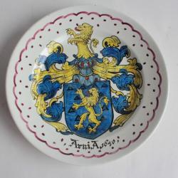 Assiette faïence armoiries Famille Arni Biberisch Soleur Suisse