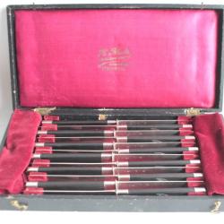 12 Couteaux à fruits argent et ébène XIXe siècle