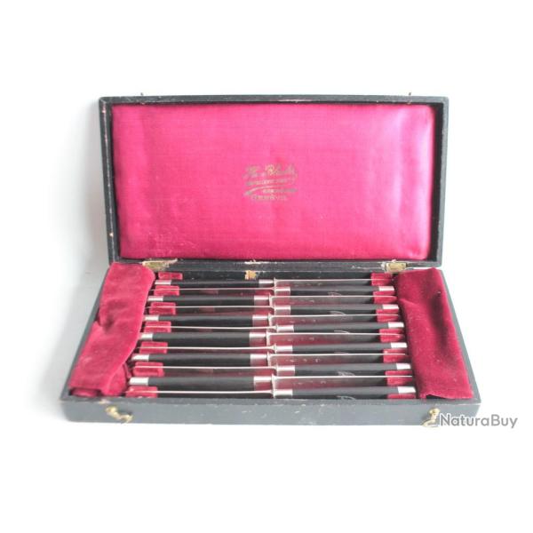 12 Couteaux � fruits argent et �b�ne XIXe si�cle