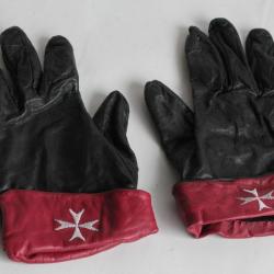 Gants femme cuir noir et rouge Croix de Malte
