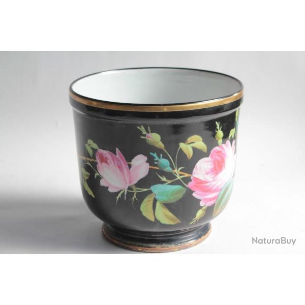 Cache pot porcelaine Fleur Roses Napol�on III
