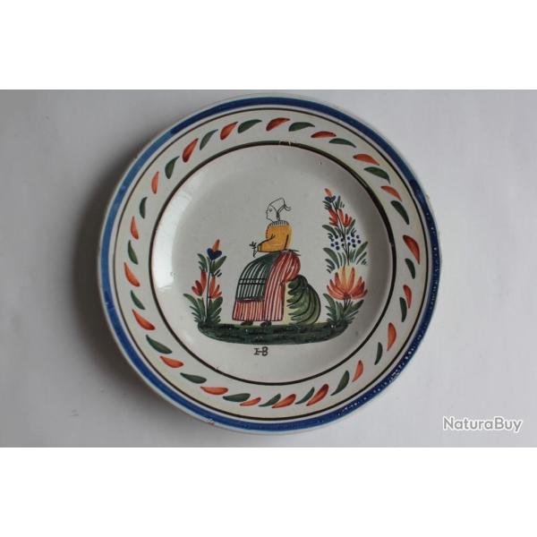 Ancienne assiette fa�ence HB Quimper