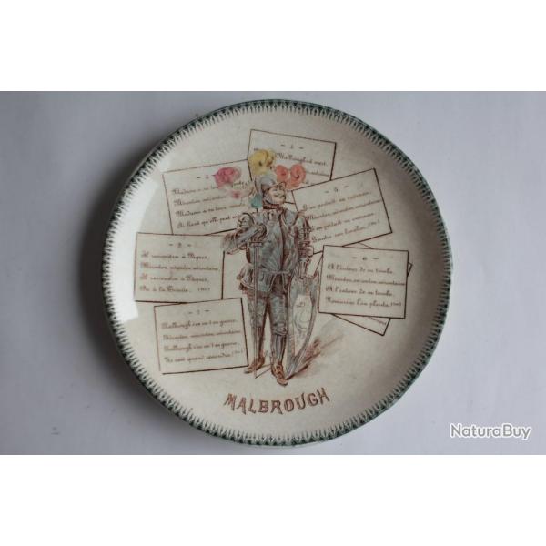Assiette terre de fer Choisy le Roi Chanson Malbrough