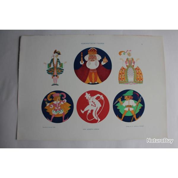 Estampe Figures Humoristique Journal dcoration Joseph Urban 1910
