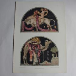 2 Estampes Lunettes Continents Journal décoration Ignatius Deschauer 1910