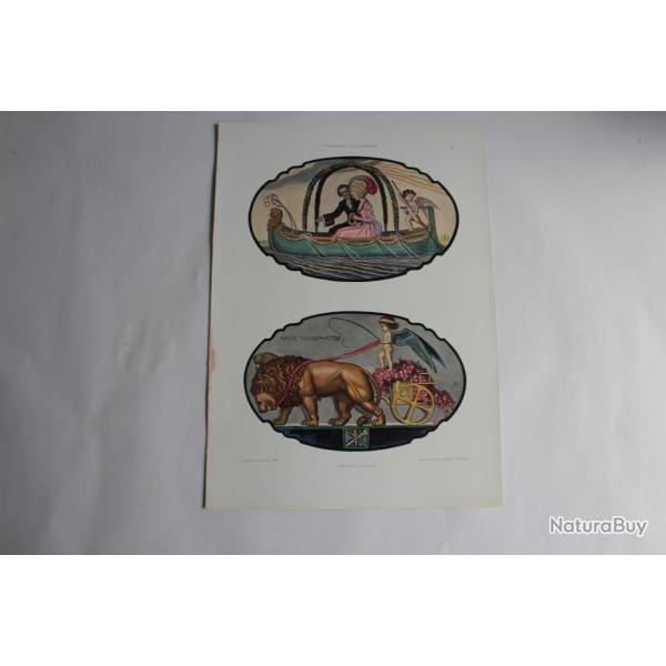 Estampe Remplissages Figuratif Journal dcoration Karl Fuchs 1910