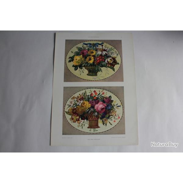 Estampe Vase  fleurs Journal dcoration Arno Drescher 1910