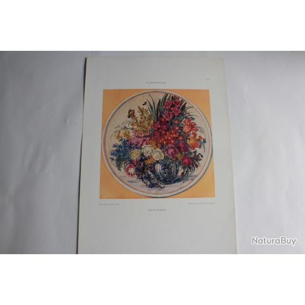 Estampe Vase  fleurs Journal dcoration Martin Lehmann 1910