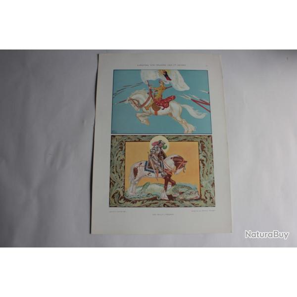 Estampe Vierge Orlans St Georges Journal dcoration Willy Pogany 1910