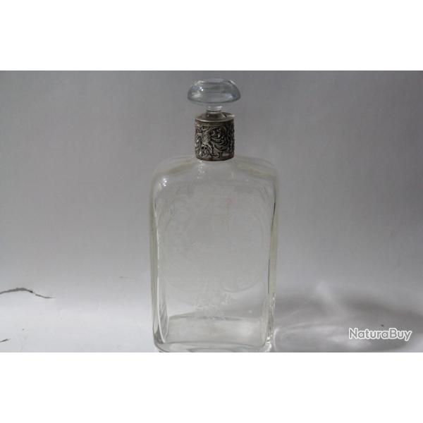 Carafe � liqueur verre grav� argent massif Pays-Bas