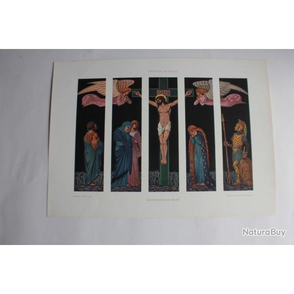 Estampe Christ sur la croix Journal dcoration Jos. Goller 1910