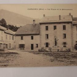 CPA Ain Chézery La place et le Monument