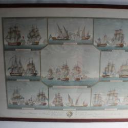Gravure Combats Navals Marine Giuseppe Angeli XVIIIe siècle