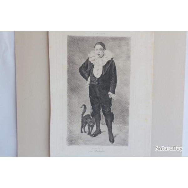 Gravure Pointe sche Marcellin DESBOUTIN Portrait Adolphe Willette