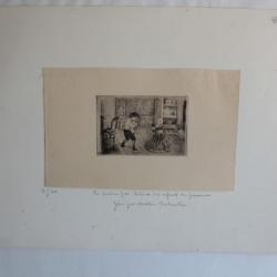 Gravure Pointe sèche Marcellin DESBOUTIN  Portrait enfants du graveur