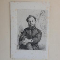 Gravure Pointe sèche Marcellin DESBOUTIN Portrait Comte Lepic