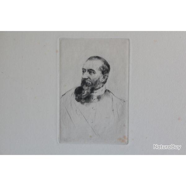 Gravure Pointe sche Marcellin DESBOUTIN Portrait Alphonse Karr