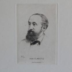 Gravure Pointe sèche Marcellin DESBOUTIN Portrait Jules Claretie