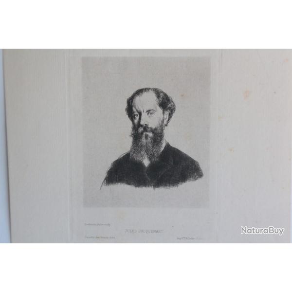 Gravure Pointe sche Marcellin DESBOUTIN Portrait Jules Jacquemart