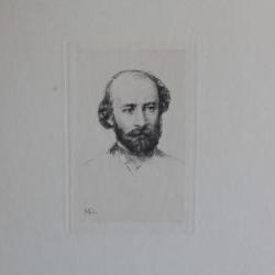 Gravure Pointe sèche Marcellin DESBOUTIN Portrait Octave Feuillet
