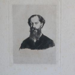 Gravure Pointe sèche Marcellin DESBOUTIN Portrait Jules Jacquemart