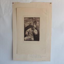 Gravure Pointe sèche Marcellin DESBOUTIN Portrait Puvis de Chavannes