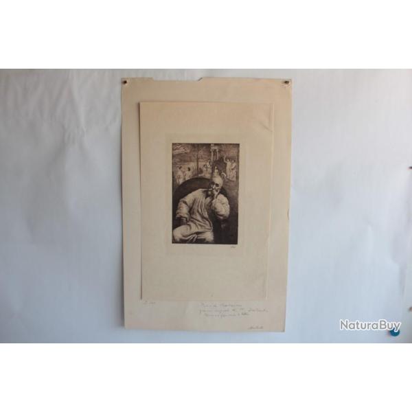 Gravure Pointe sche Marcellin DESBOUTIN Portrait Puvis de Chavannes