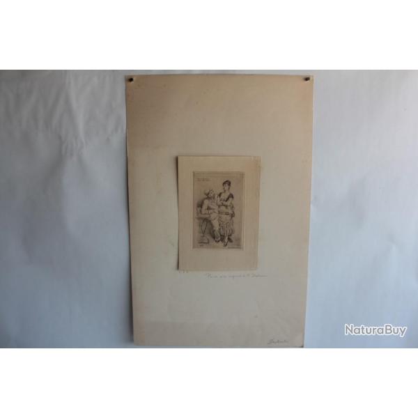 Gravure Pointe sche Marcellin DESBOUTIN Scne de Brasserie