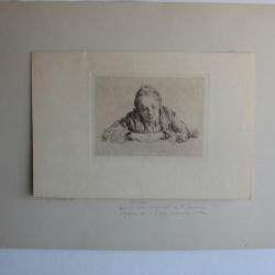 Gravure Pointe sèche Marcellin DESBOUTIN Femme accoudée