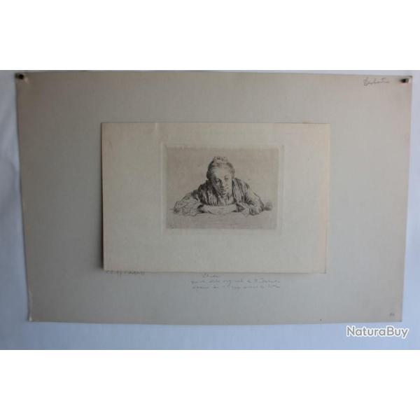 Gravure Pointe sche Marcellin DESBOUTIN Femme accoude