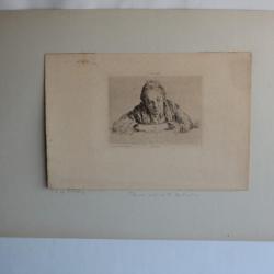 Gravure Pointe sèche Marcellin DESBOUTIN Femme accoudée