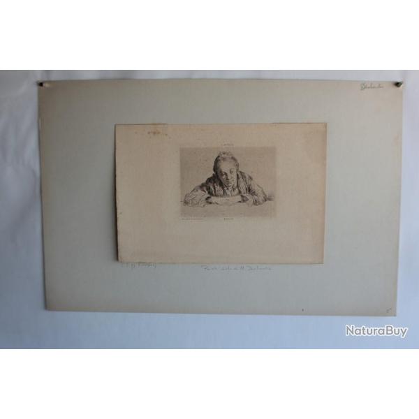 Gravure Pointe sche Marcellin DESBOUTIN Femme accoude