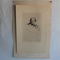 Gravure Pointe sèche Marcellin DESBOUTIN Portrait Hippolyte Babou