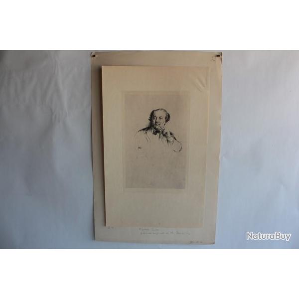 Gravure Pointe sche Marcellin DESBOUTIN Portrait Hippolyte Babou