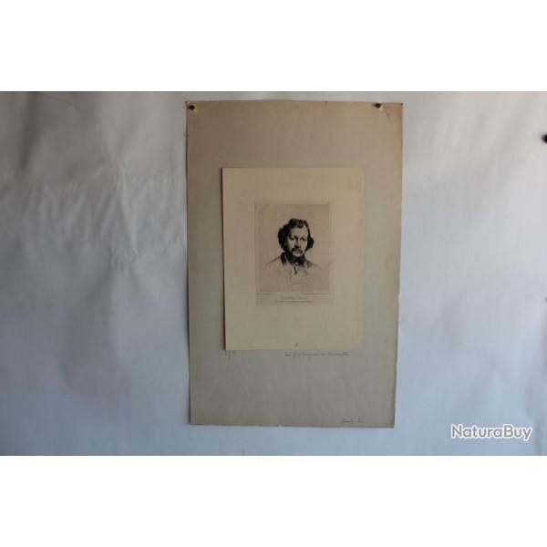 Gravure Pointe sche Marcellin DESBOUTIN Portrait Alfred Cadart
