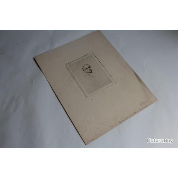 Gravure Pointe sche Marcellin DESBOUTIN Portrait Pape Pie IX